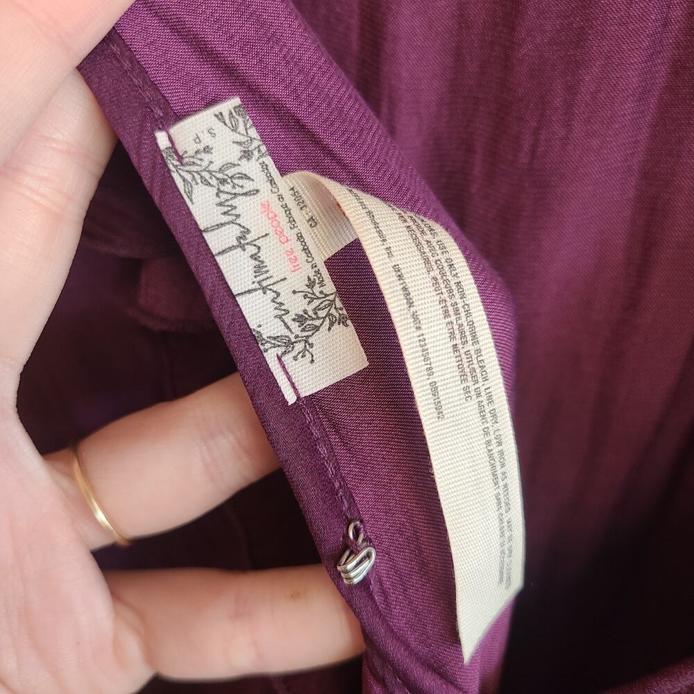 Free People Not Tired Bodysuit Top Satin Ruffled Tank Blouse Small Plum Purple - Picture 4 of 6